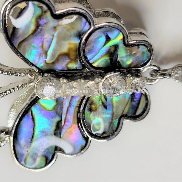 ABALONE Colored Butterfly Pendant Brooch Necklace - NWOT - Picture 8 of 8